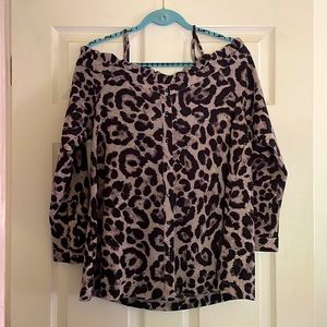 Super cute Boutique top, off the shoulder leopard